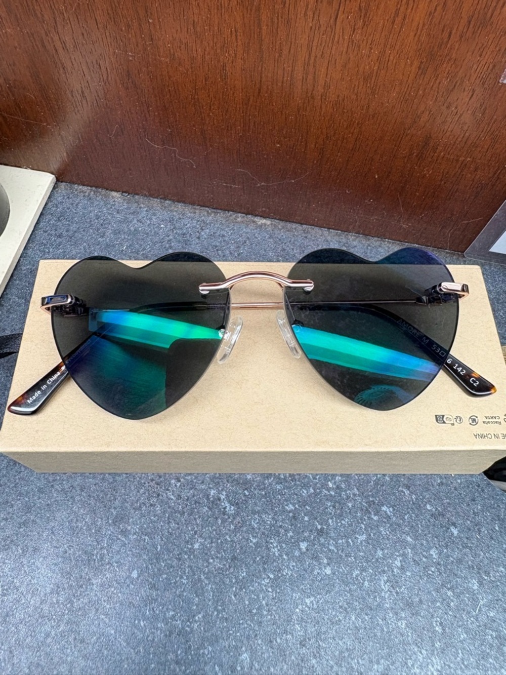 PRESCRIPTION Lenses Sunglasses Heart-Shaped Rimless Black Sunnies